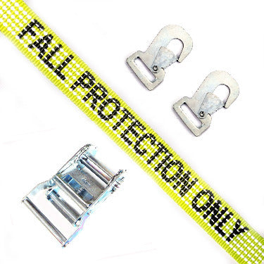 Fall Protection Strap with Ratchet and Flat Snap Hook