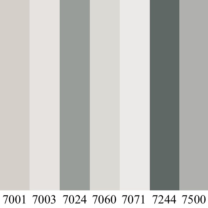 Selection of grey Panama material colours