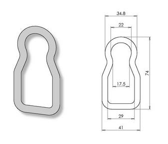 Waisted ring technical drawing